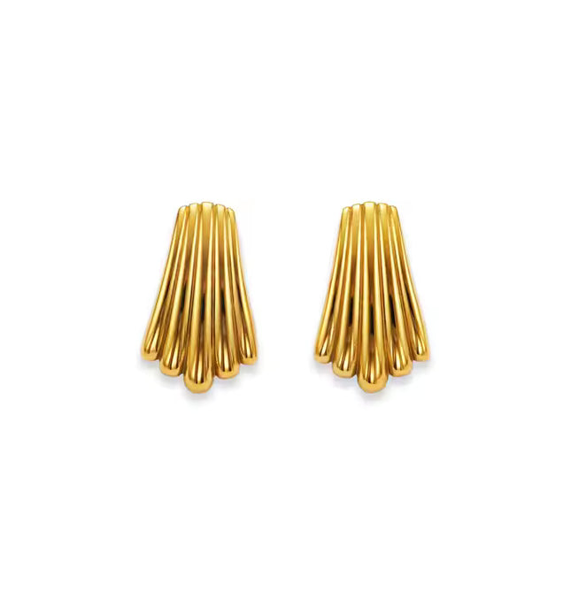 Golden Fan Stud Earrings – Quiet Drama, Loud Elegance