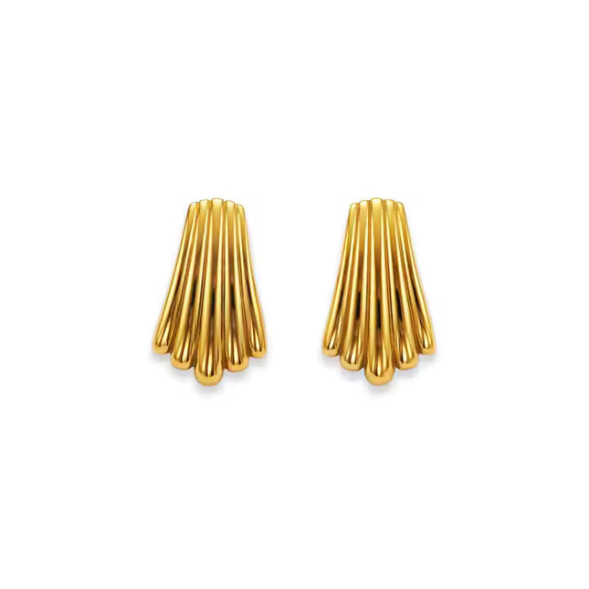 Golden Fan Stud Earrings – Quiet Drama, Loud Elegance