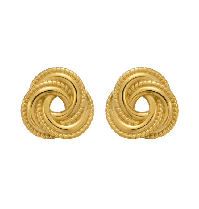 Éclat Doré Knot Stud Earrings In Solid Stainless Steel With 18K Gold Plate