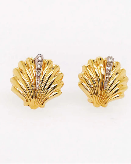 SIREN STUD EARRINGS – DIAMOND SHELL EDITION In Solid Stainless Steel With 18K Gold-Plate