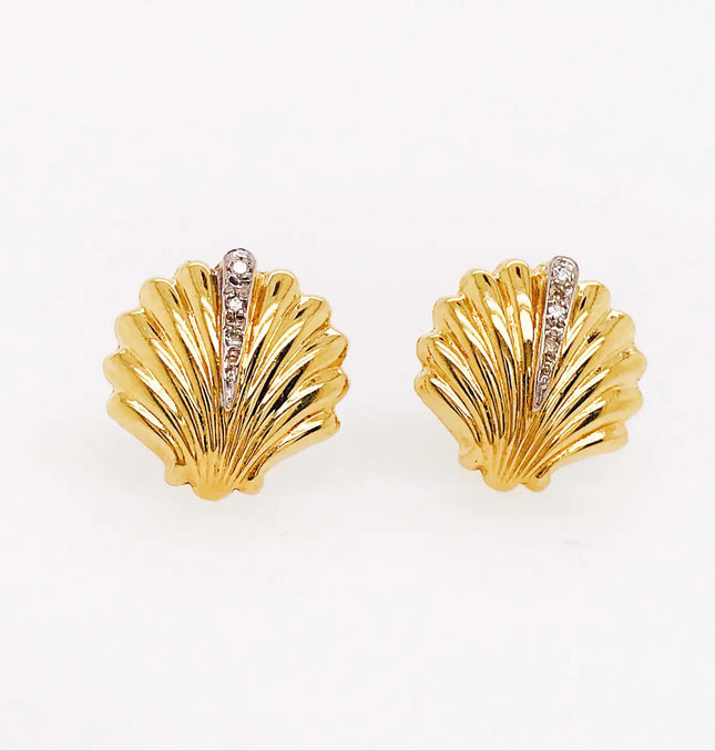 SIREN STUD EARRINGS – DIAMOND SHELL EDITION In Solid Stainless Steel With 18K Gold-Plate