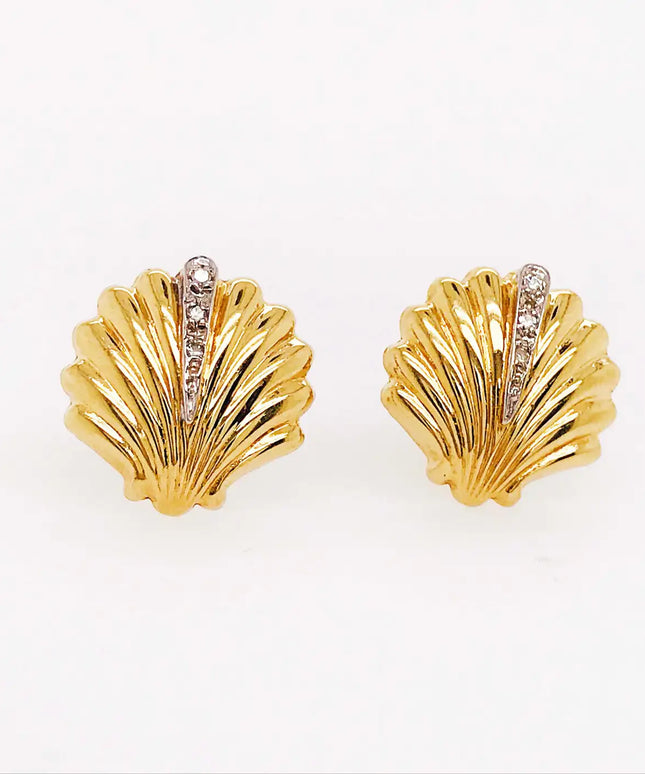 SIREN STUD EARRINGS – DIAMOND SHELL EDITION In Solid Stainless Steel With 18K Gold-Plate