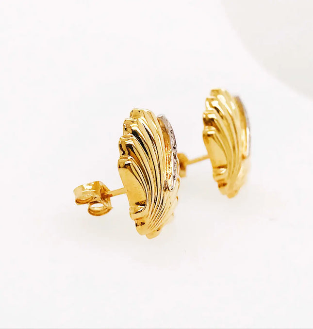 SIREN STUD EARRINGS – DIAMOND SHELL EDITION In Solid Stainless Steel With 18K Gold-Plate