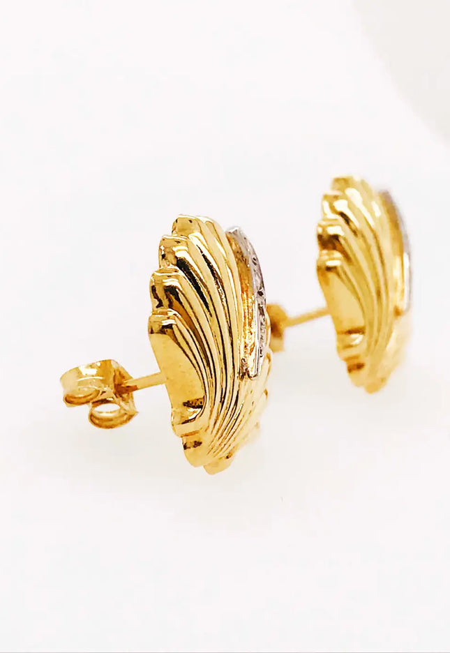 SIREN STUD EARRINGS – DIAMOND SHELL EDITION In Solid Stainless Steel With 18K Gold-Plate