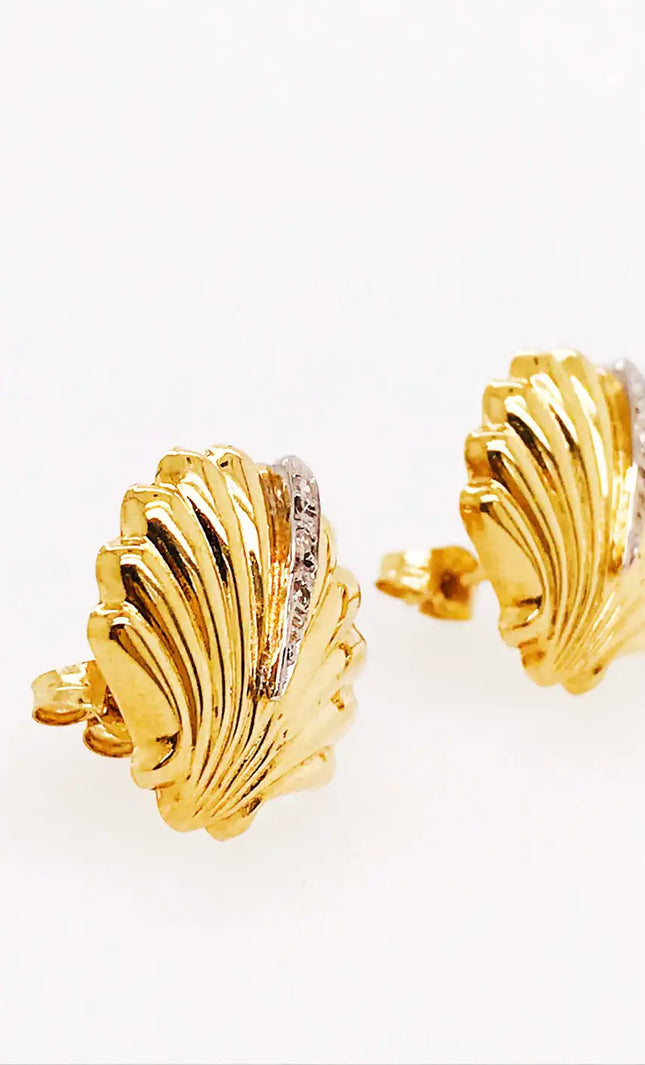 SIREN STUD EARRINGS – DIAMOND SHELL EDITION In Solid Stainless Steel With 18K Gold-Plate