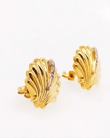 SIREN STUD EARRINGS – DIAMOND SHELL EDITION In Solid Stainless Steel With 18K Gold-Plate