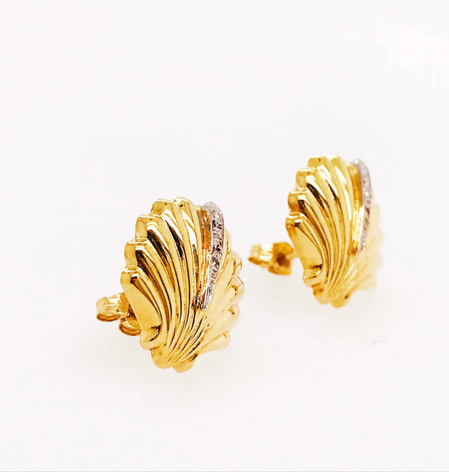SIREN STUD EARRINGS – DIAMOND SHELL EDITION In Solid Stainless Steel With 18K Gold-Plate