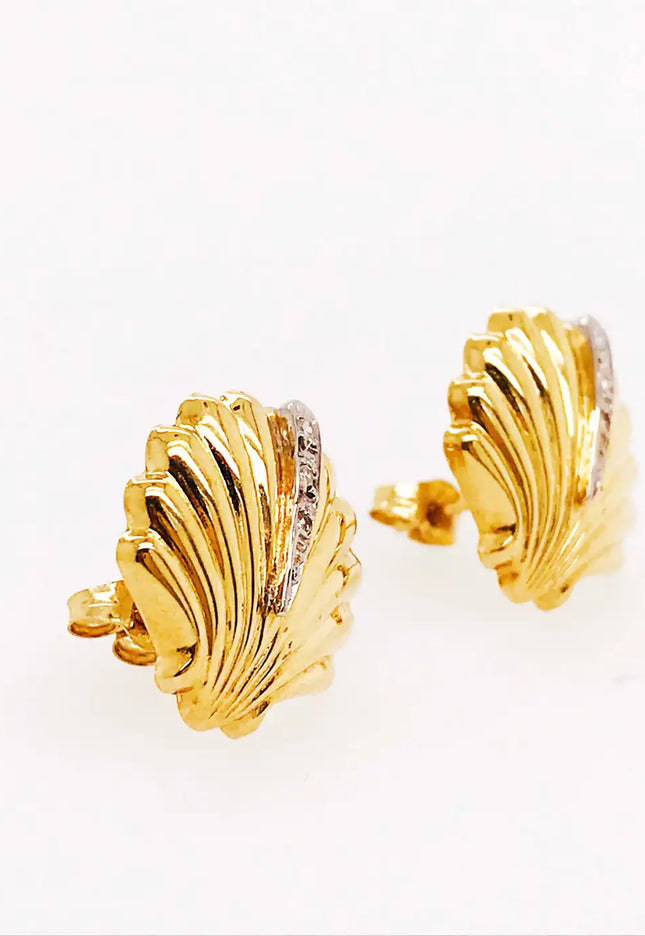 SIREN STUD EARRINGS – DIAMOND SHELL EDITION In Solid Stainless Steel With 18K Gold-Plate