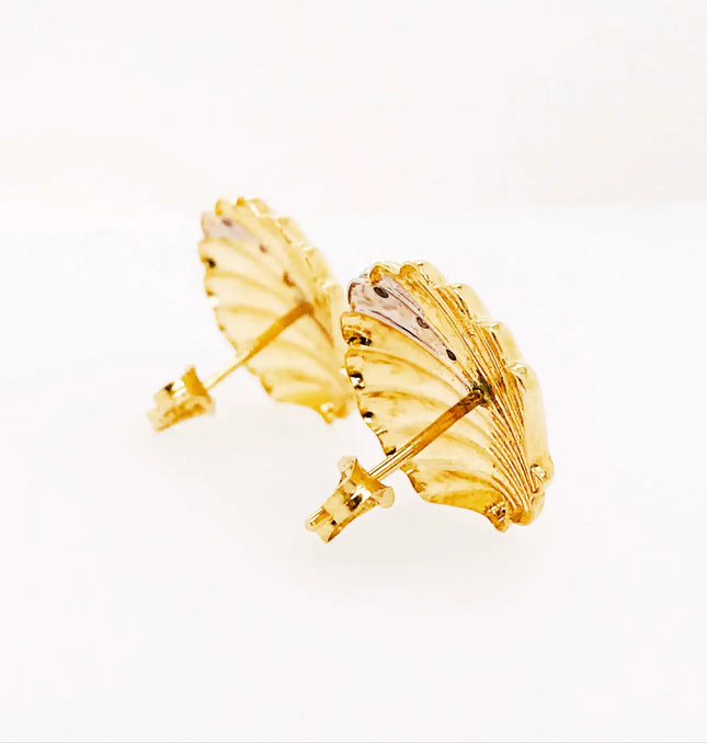 SIREN STUD EARRINGS – DIAMOND SHELL EDITION In Solid Stainless Steel With 18K Gold-Plate
