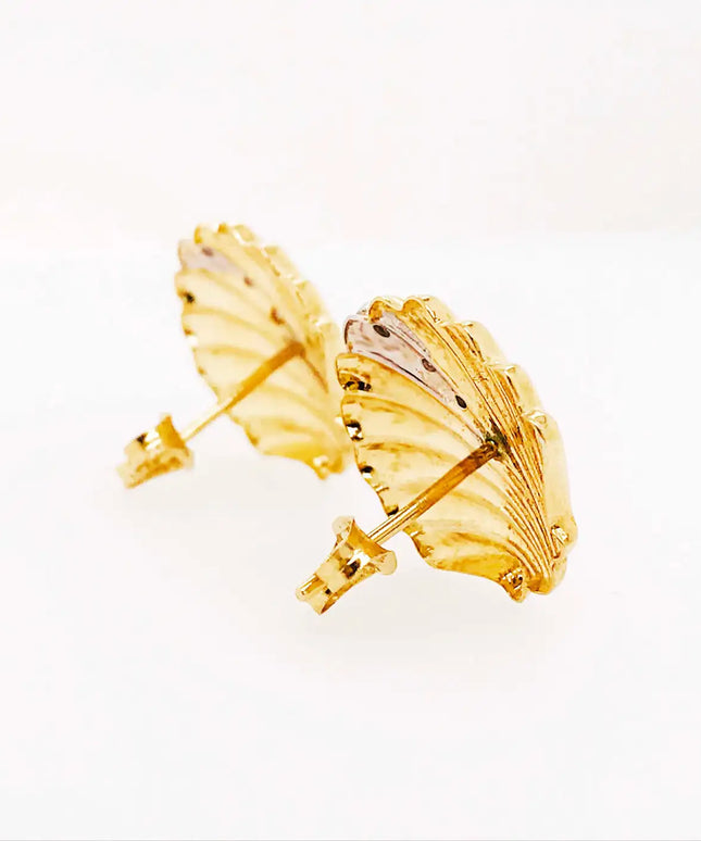 SIREN STUD EARRINGS – DIAMOND SHELL EDITION In Solid Stainless Steel With 18K Gold-Plate