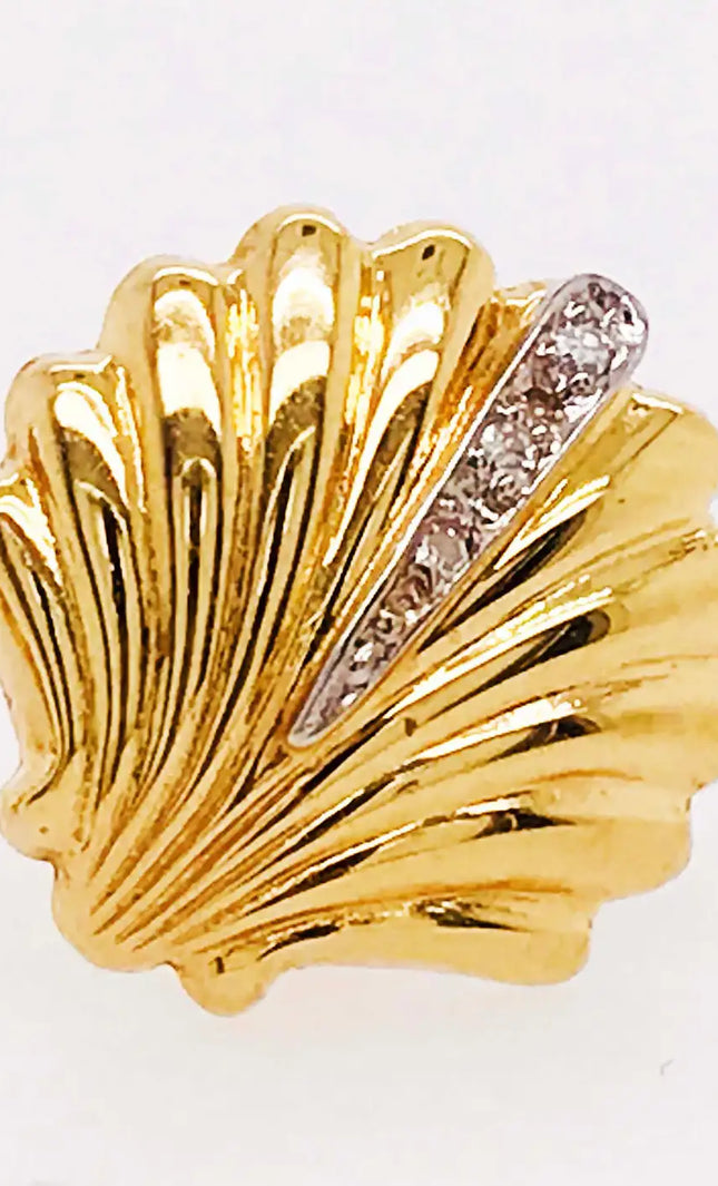 SIREN STUD EARRINGS – DIAMOND SHELL EDITION In Solid Stainless Steel With 18K Gold-Plate