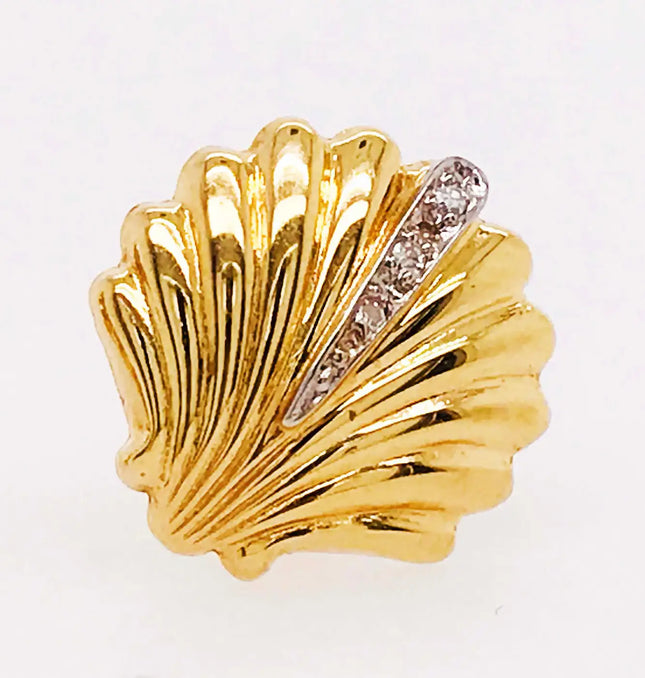 SIREN STUD EARRINGS – DIAMOND SHELL EDITION In Solid Stainless Steel With 18K Gold-Plate