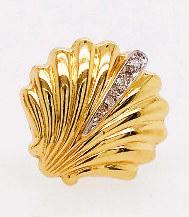 SIREN STUD EARRINGS – DIAMOND SHELL EDITION In Solid Stainless Steel With 18K Gold-Plate