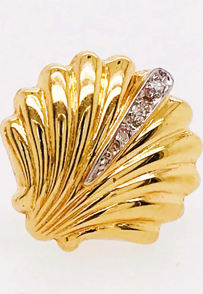 SIREN STUD EARRINGS – DIAMOND SHELL EDITION In Solid Stainless Steel With 18K Gold-Plate