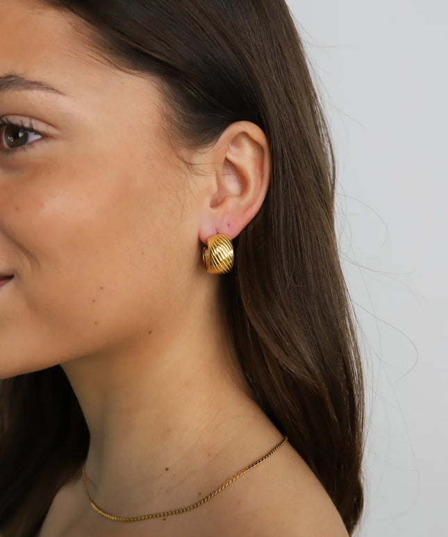 LUNAR EMBRACE EARRINGS In Solid Non-Tarnish Stainless Steel With 18K Gold-Plate