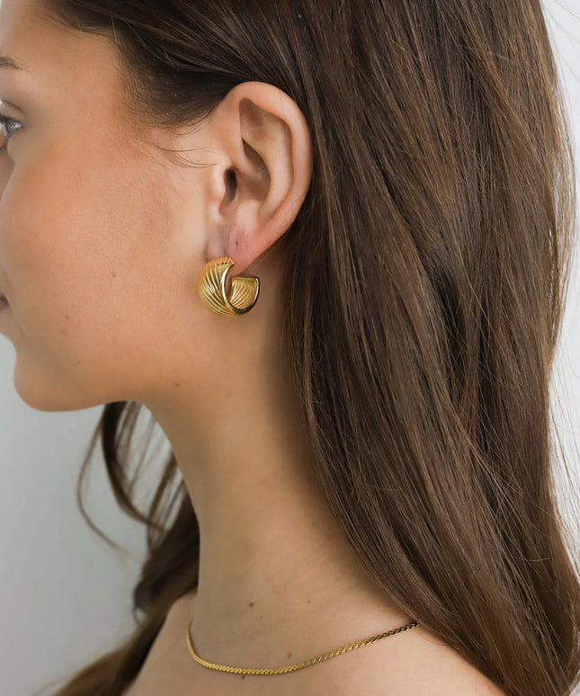 LUNAR EMBRACE EARRINGS In Solid Non-Tarnish Stainless Steel With 18K Gold-Plate