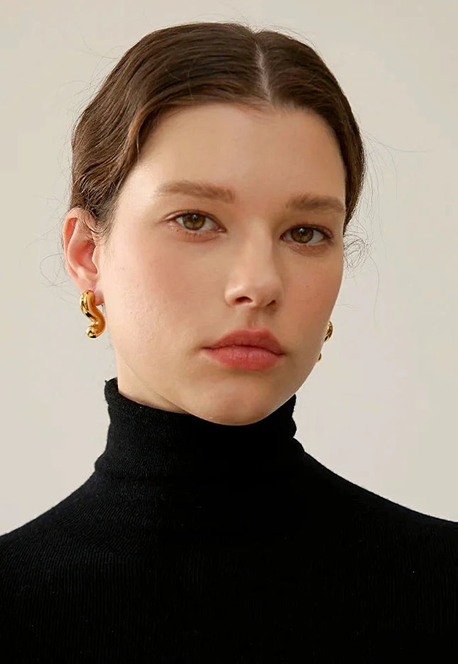 Sculpted Flow Earrings – Art in Motion - Made In Solid Non-Tarnish Stainless Steel With 18K Gold-Plate