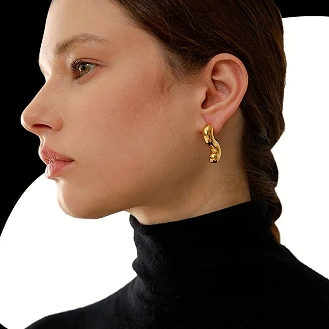 Sculpted Flow Earrings – Art in Motion - Made In Solid Non-Tarnish Stainless Steel With 18K Gold-Plate