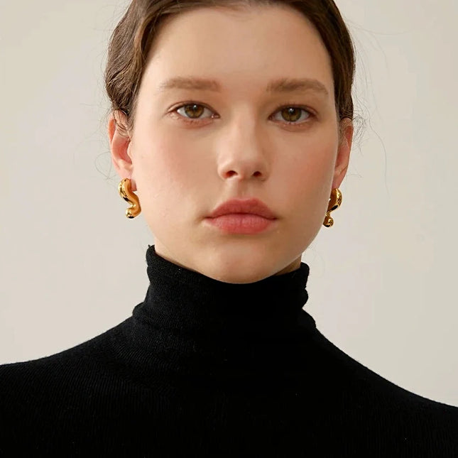 Sculpted Flow Earrings – Art in Motion - Made In Solid Non-Tarnish Stainless Steel With 18K Gold-Plate