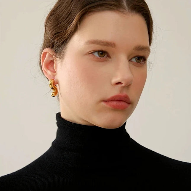 Sculpted Flow Earrings – Art in Motion - Made In Solid Non-Tarnish Stainless Steel With 18K Gold-Plate