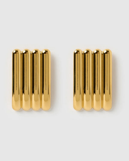 THE CASCADE STUD EARRINGS In Solid Stainless Steel With 18K Gold-Plate