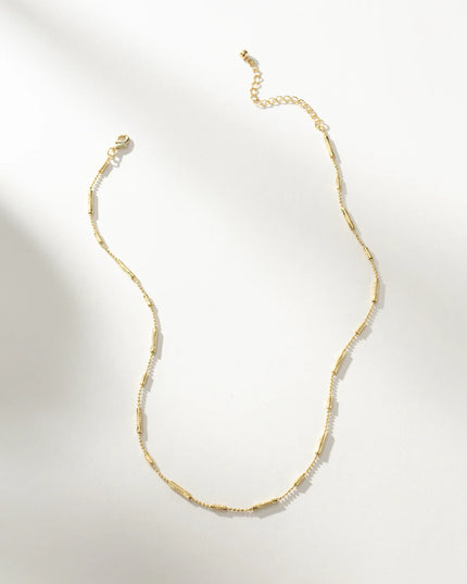 MINIMALIST GOLD BAR CHAIN - NECKLACE In Solid Non-Tarnish Stainless Steel With 18K Gold-Plate
