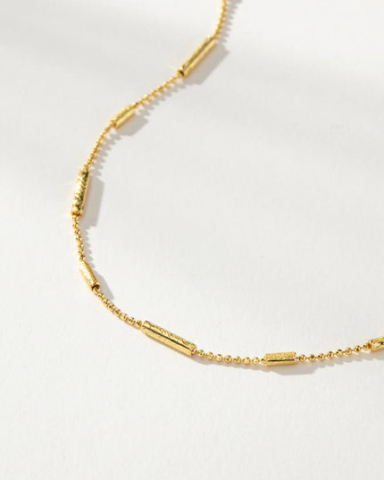 MINIMALIST GOLD BAR CHAIN - NECKLACE In Solid Non-Tarnish Stainless Steel With 18K Gold-Plate