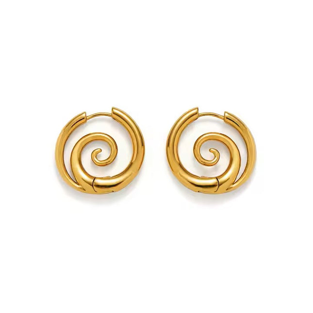 SPIRAL ESSENCE EARRINGS In Solid Non-Tarnish Stainless Steel With 18K Gold-Plate