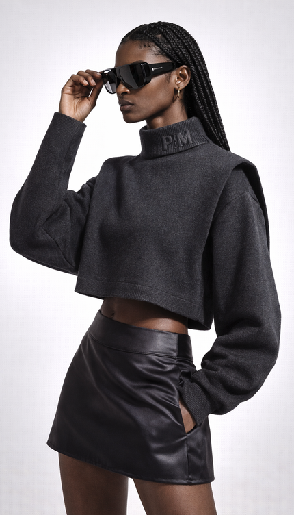 The PM Sculpted Crop Mock Neck