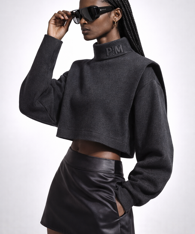 The PM Sculpted Crop Mock Neck