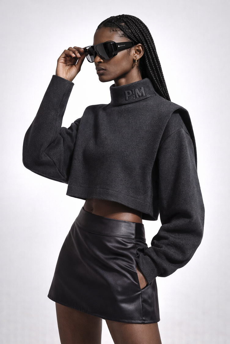 The PM Sculpted Crop Mock Neck
