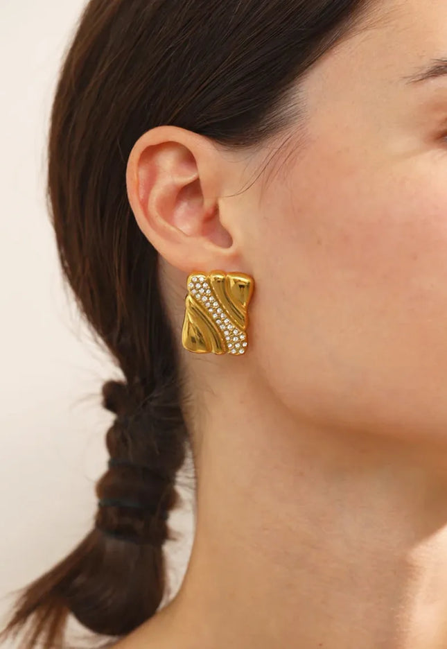 Gilded Luxe Studs – The Glamour Flow Earrings