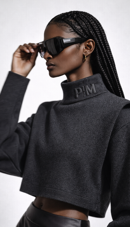 The PM Sculpted Crop Mock Neck