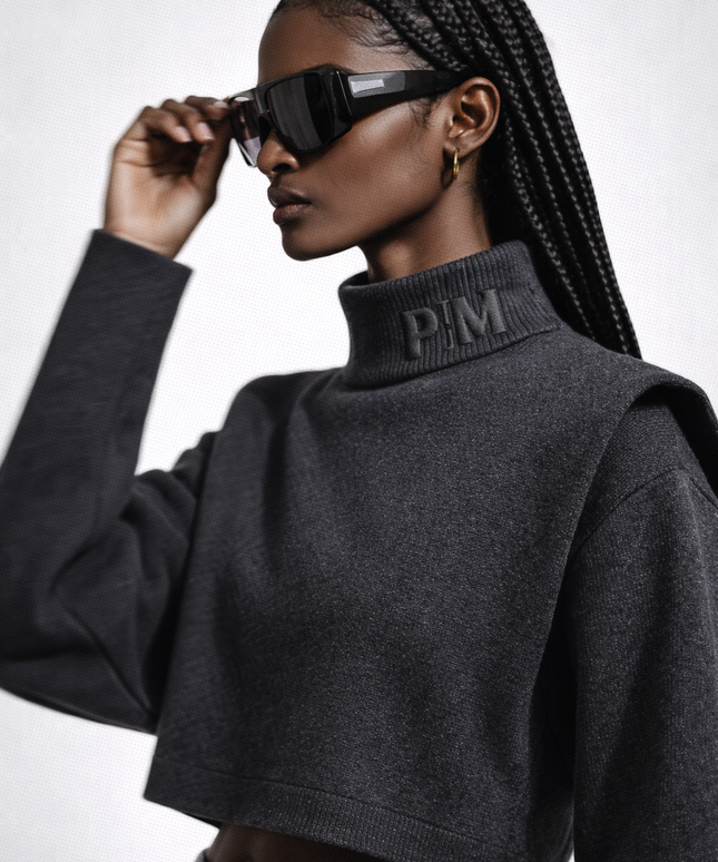 The PM Sculpted Crop Mock Neck