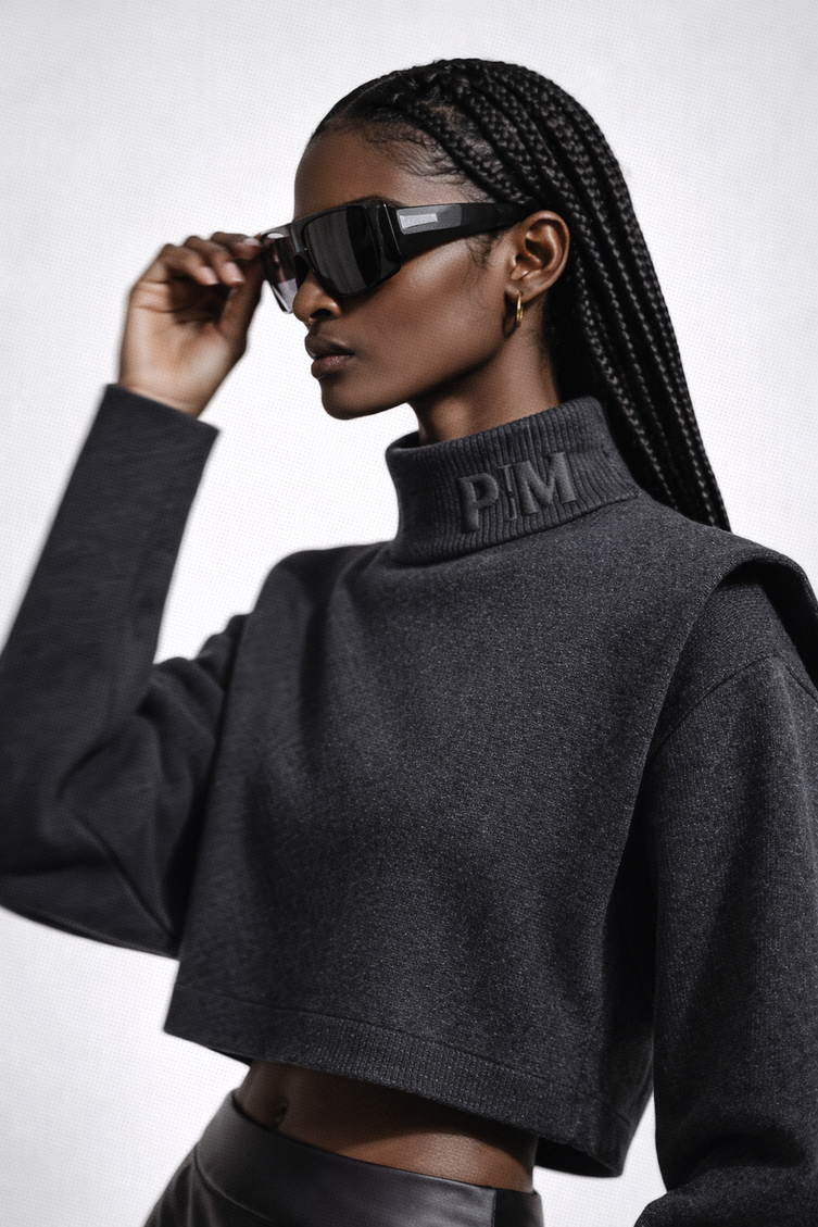 The PM Sculpted Crop Mock Neck