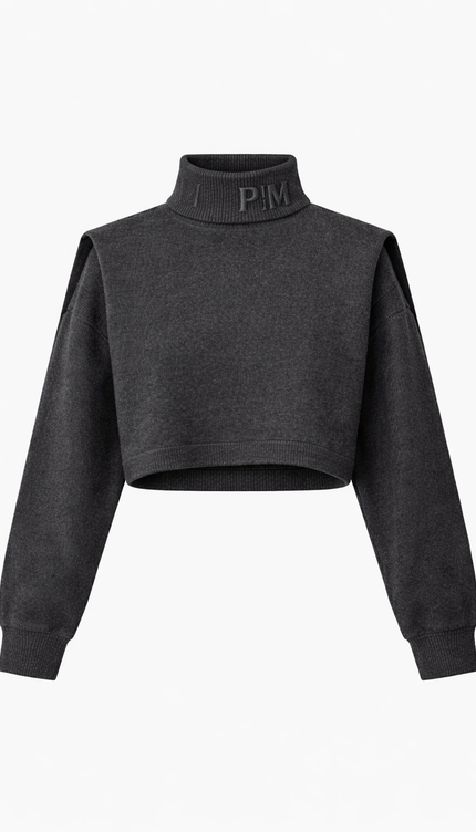 The PM Sculpted Crop Mock Neck