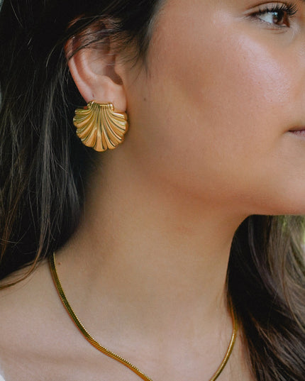 Golden Shell Stud Earrings – For The Goddess in You