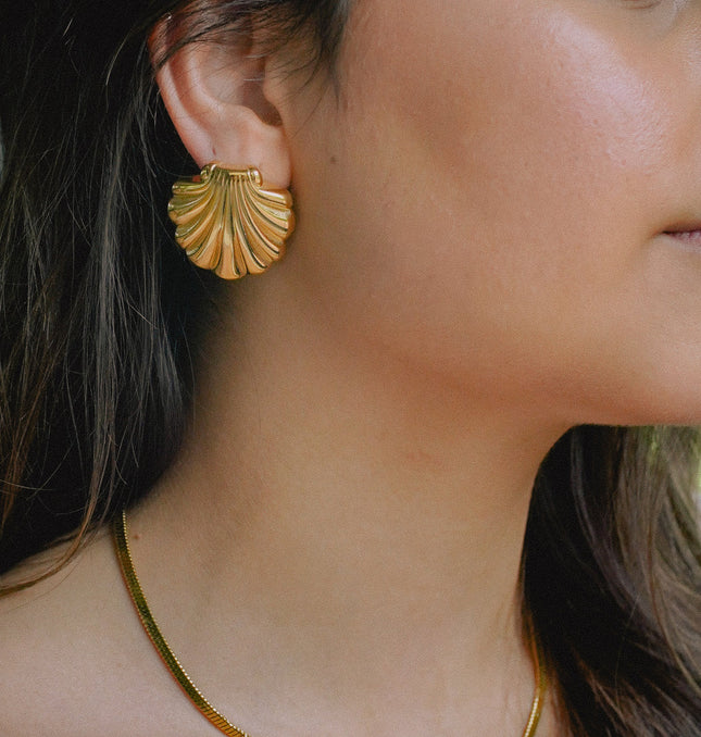 Golden Shell Stud Earrings – For The Goddess in You