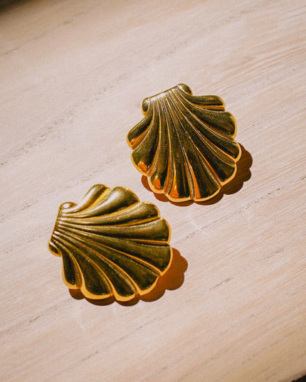 Golden Shell Stud Earrings – For The Goddess in You