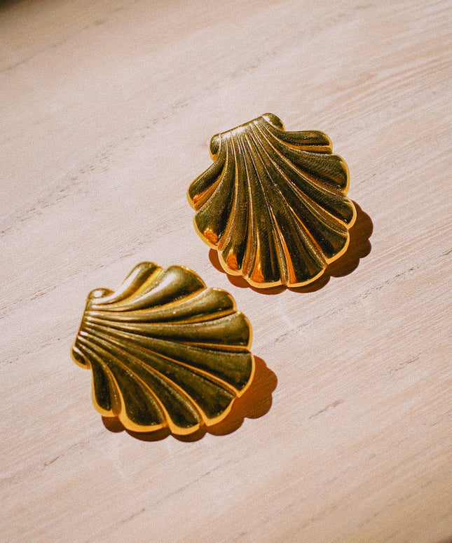 Golden Shell Stud Earrings – For The Goddess in You