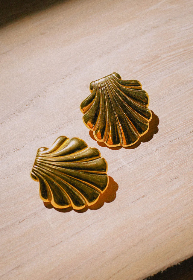 Golden Shell Stud Earrings – For The Goddess in You