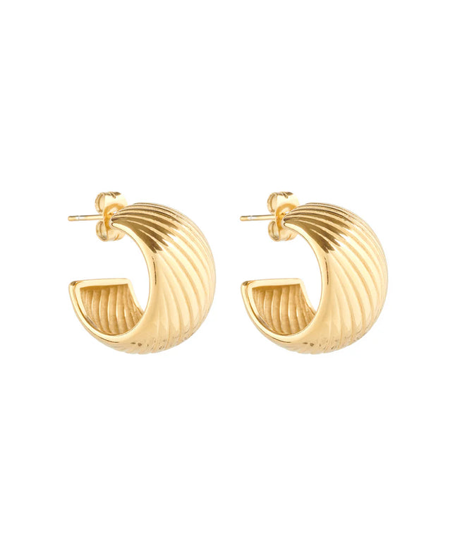 LUNAR EMBRACE EARRINGS In Solid Non-Tarnish Stainless Steel With 18K Gold-Plate