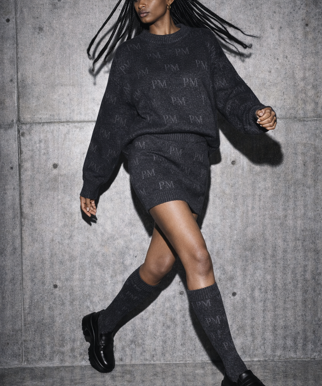 The PM Monogram Jacquard Knit High Sock