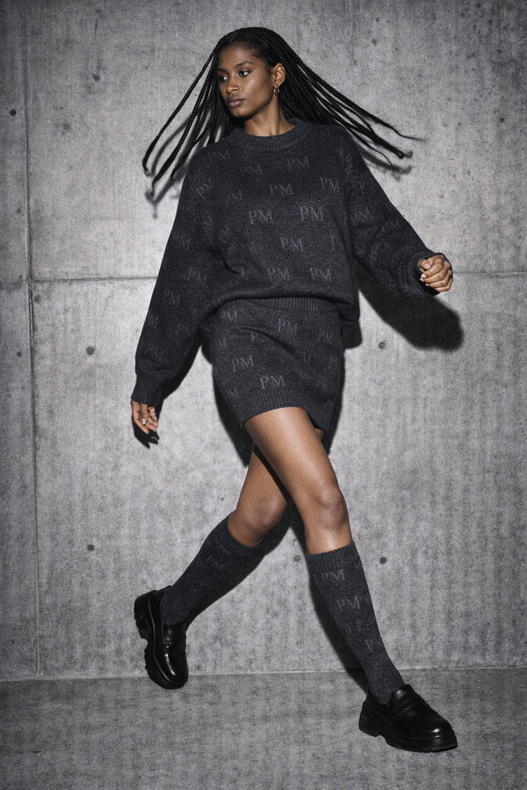 The PM Monogram Jacquard Knit High Sock