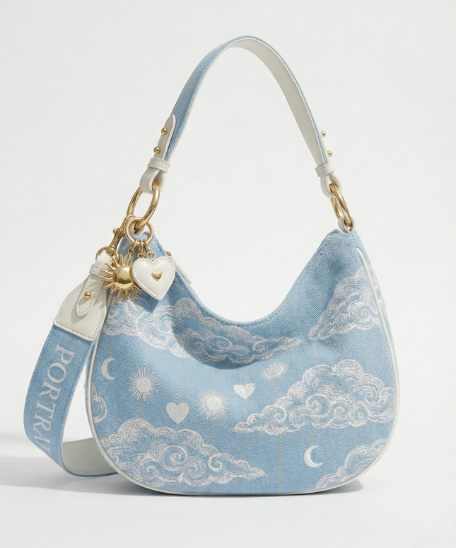 The P|M Horizon Crescent Hobo - Céleste Toile Edition