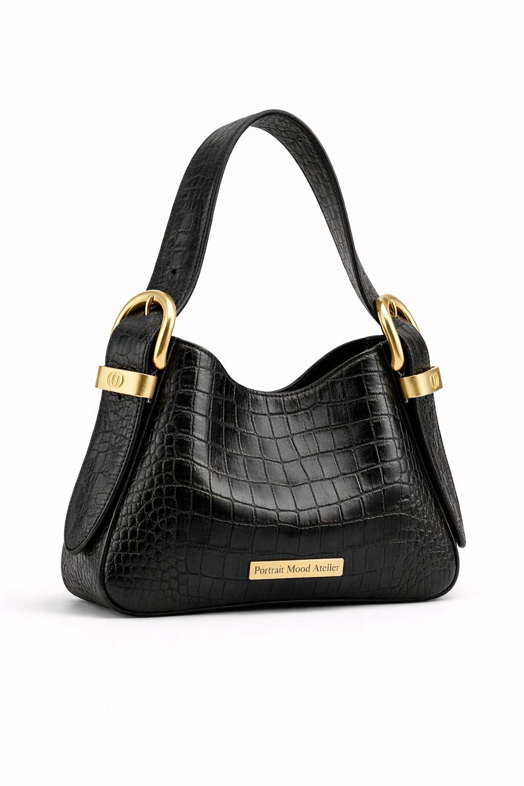 P|M Caprice Shoulder Bag — Noir Crocodile
