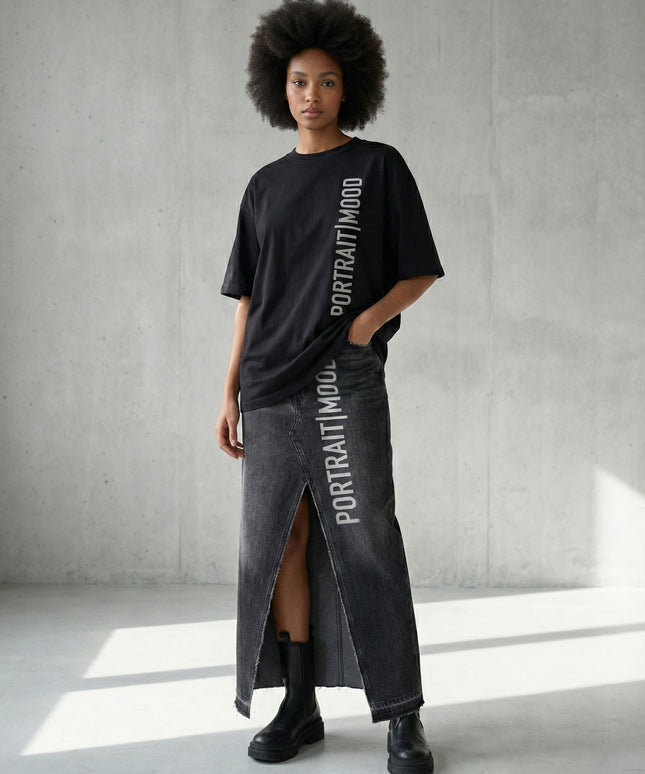 PORTRAIT MOOD Signature Denim Slit Skirt