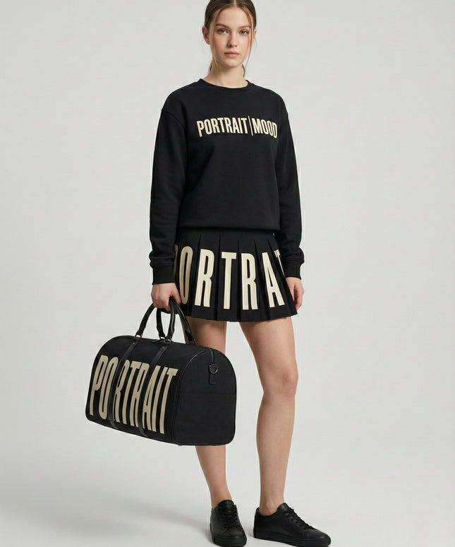 THE BLACK ICON SET (Sweatshirt + Pleated Skirt)