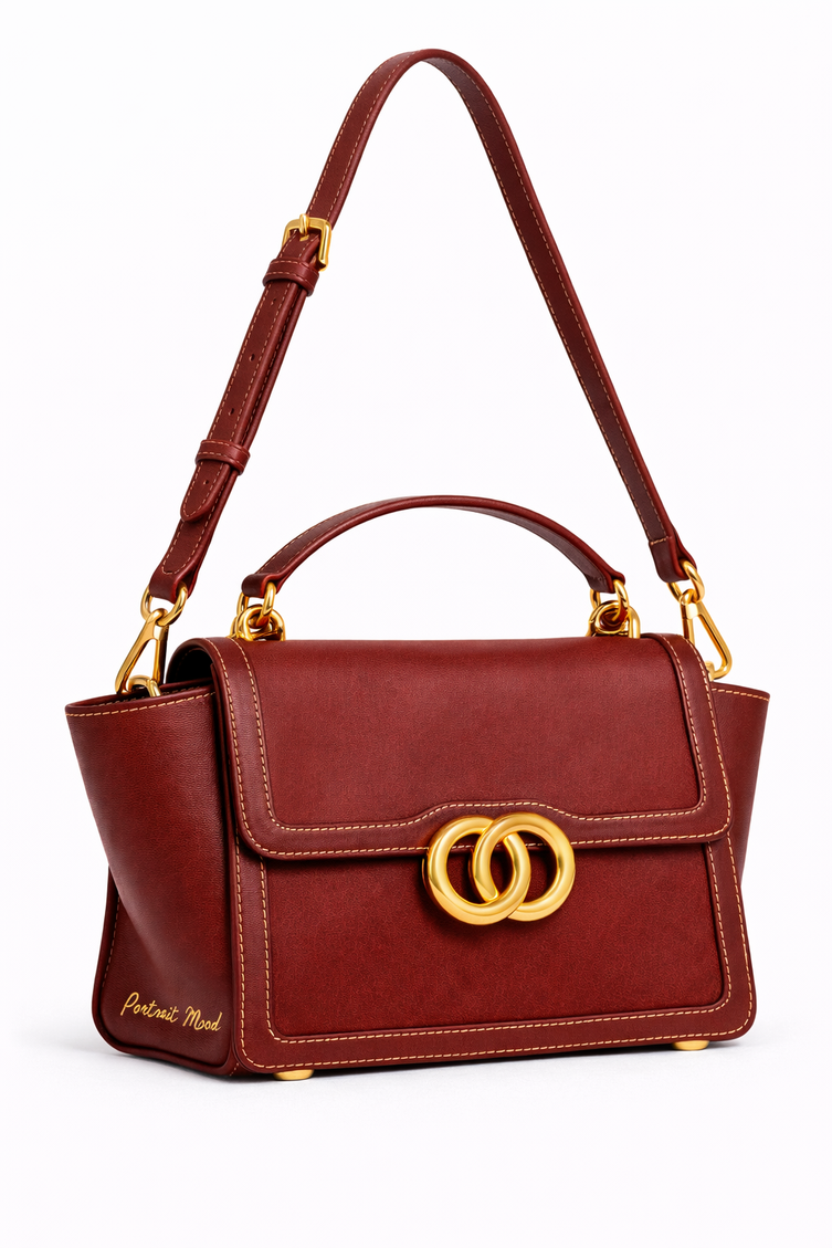 P|M SCANDAL Shoulder Bag - Vintage Mahogany Suede