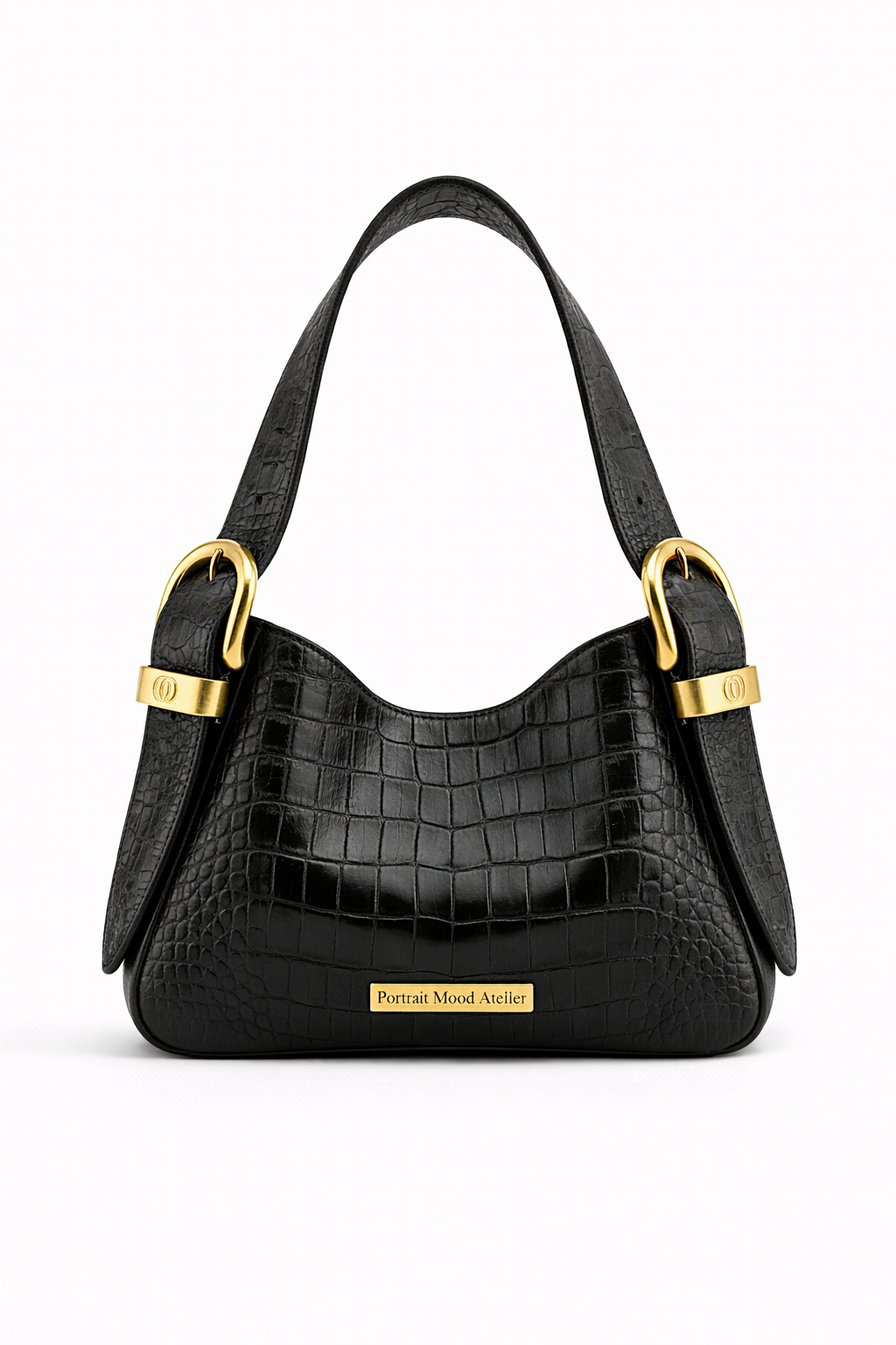 P|M Caprice Shoulder Bag — Noir Crocodile